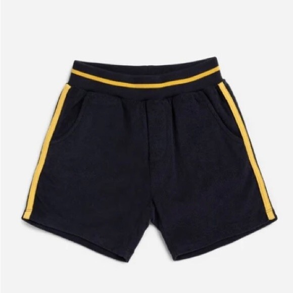 NWT Miles The Label | Baby Terry Navy Yellow Shorts 12M - Picture 1 of 4